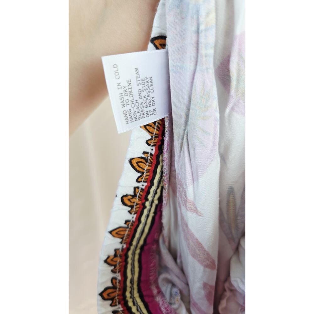 Haute Hippie 100% Rayon Pink White Tropical Floral Wide Leg Pant XS Coastal Boho - Picture 12 of 12